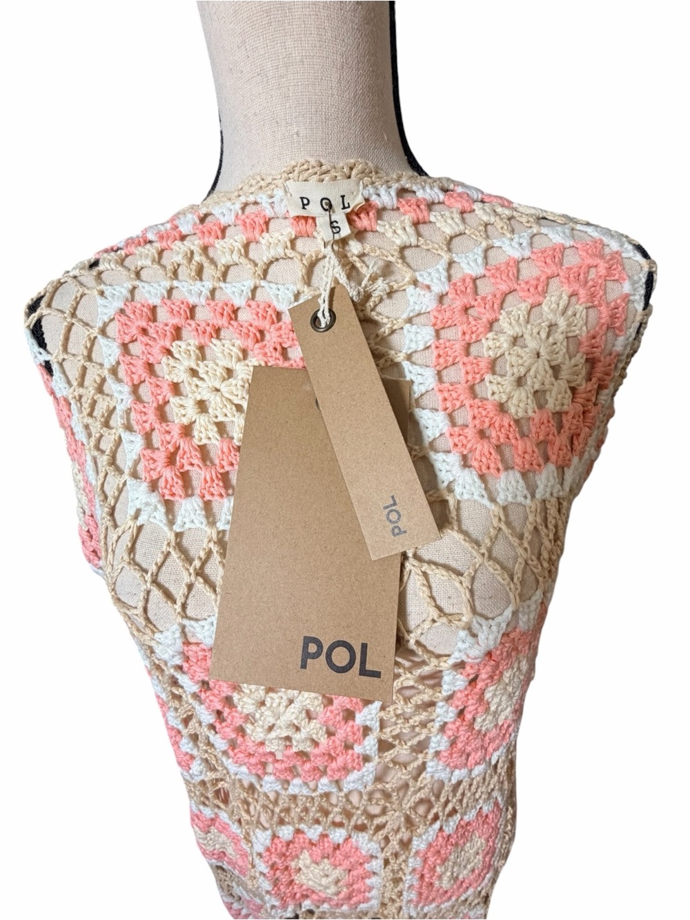 POL Granny Square Crochet Open-Front Duster Cardigan NWT Size Small - Picture 10 of 14